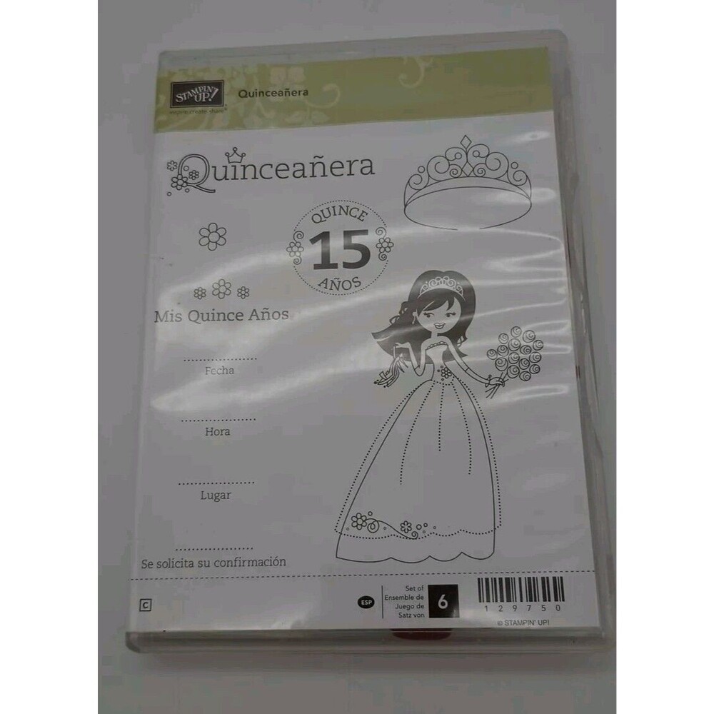Stampin Up Quinceanera Stamp Set Bride Wedding Princess Crown 15 Years Spanish